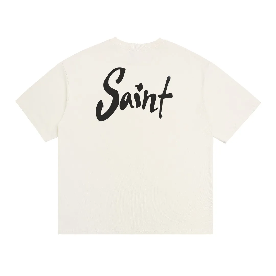 Saint Michael ×TEE SUPER DIRTY new printed cotton loose short sleeves with digital white ink direct printing, the fabric is breathable and the pattern is three-dimensional and clear. Fabric: Double yarn 240g Style number: S826 Size: S-M-L-XL Color: Off-white Price: P110